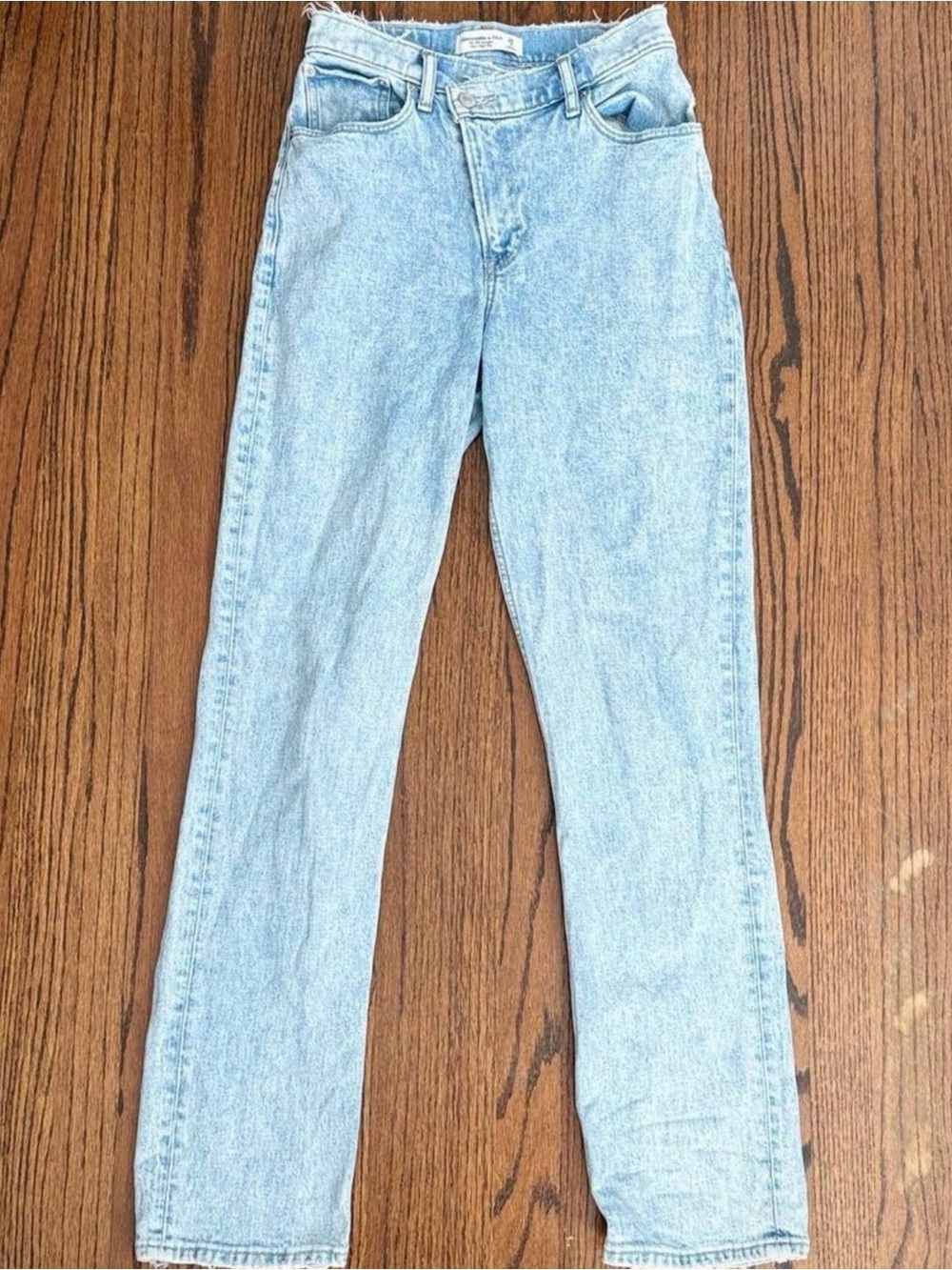 Abercrombie & Fitch 90s Straight Leg High Rise Curve Love Blue Denim Jeans Sz 26